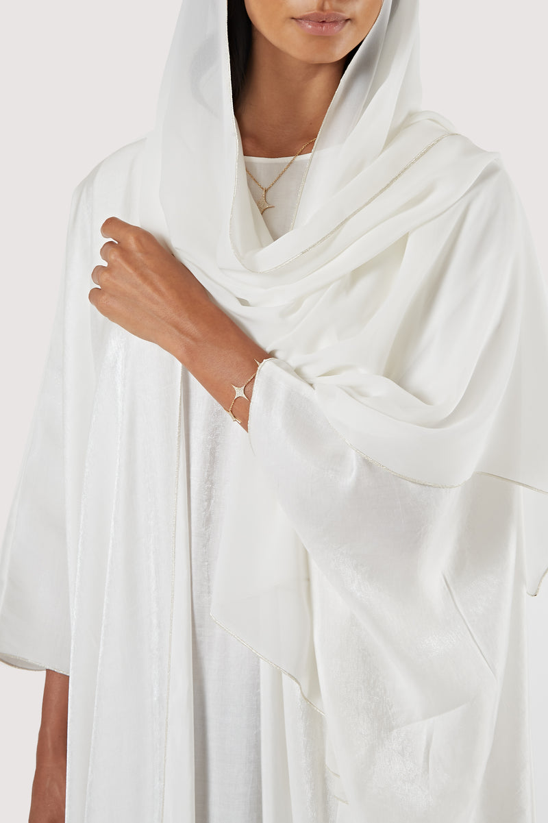 The Shamsa Abaya & Underdress | White