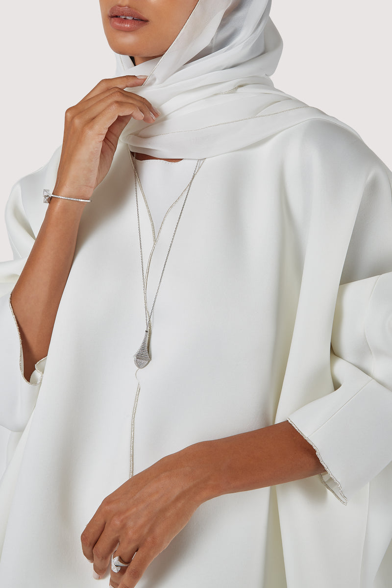 The Deema | White with silver outline